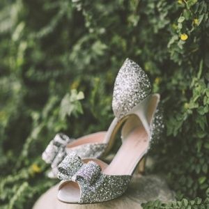 Kate spade silver sparkle bow Sela Heels!